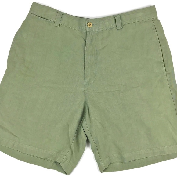 Tommy Bahama Silk Linen Green Casual Shorts Sz 33 - Picture 2 of 8